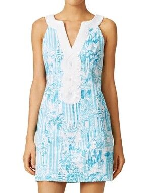 Lilly Pulitzer La Via Loca Valli Shift Dress Blue Palm